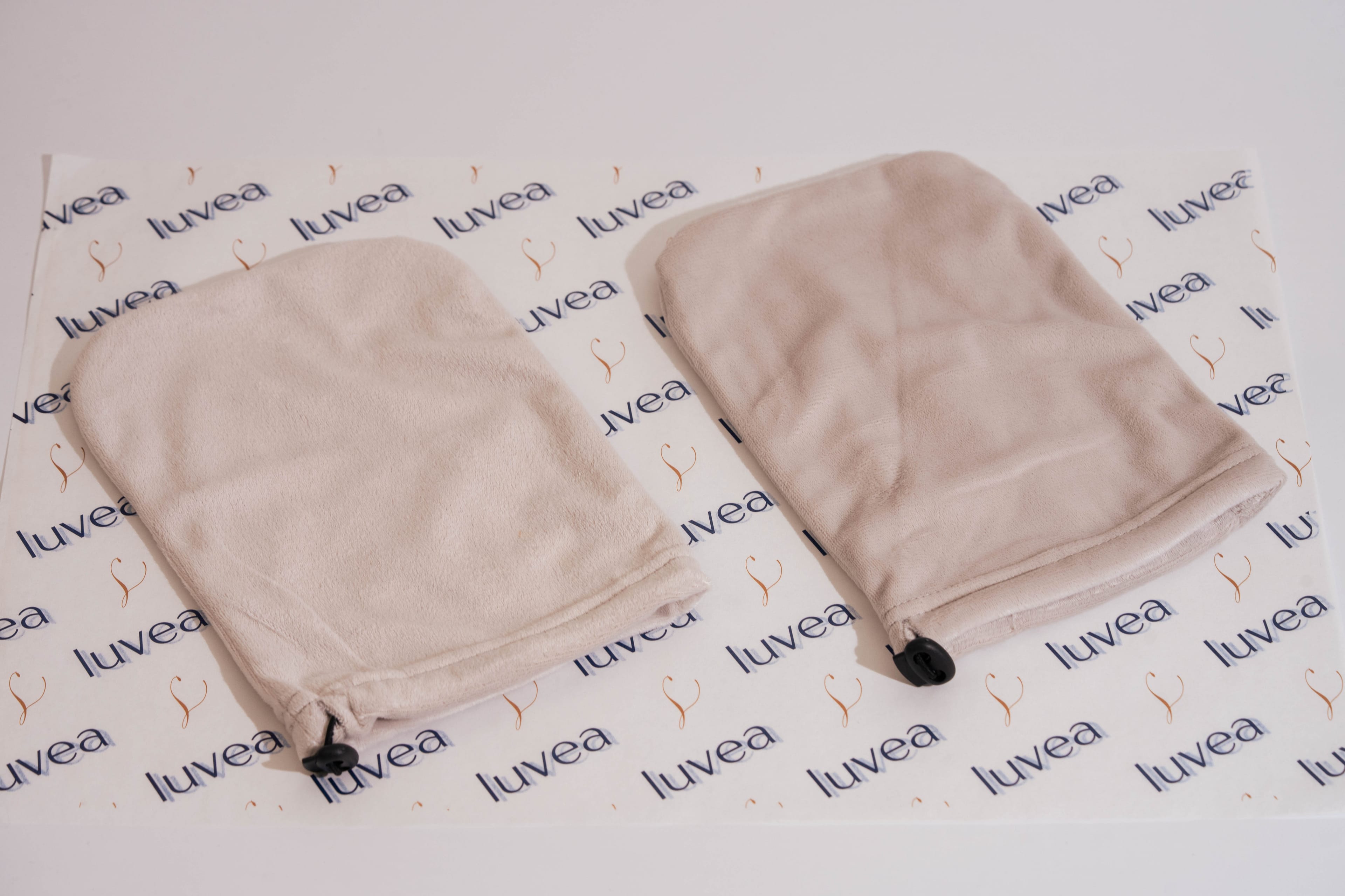 Pair of navy terry cloth glove covers from the Hand Ritual